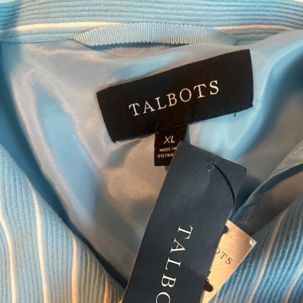 Talbots Baby Blue/White Nautical stripe belted back blazer, size XL - Picture 5 of 6